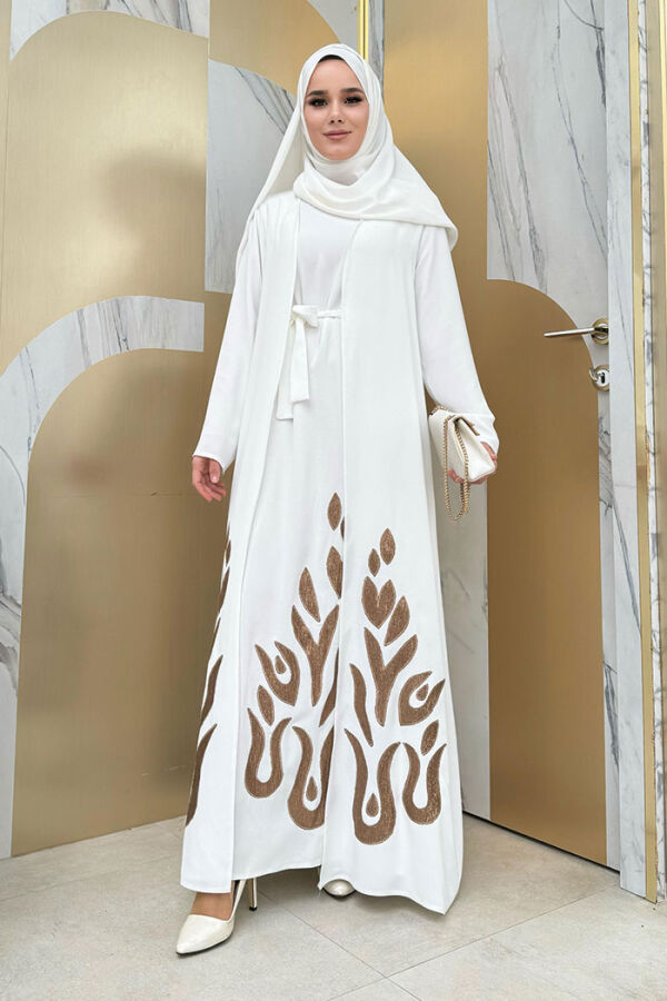 Abaya Suit with Patterned Skirt Part Dress 8495