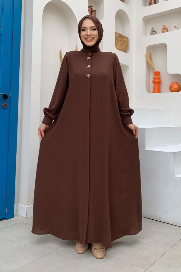 Buttoned Stone Detailed Abaya 7903