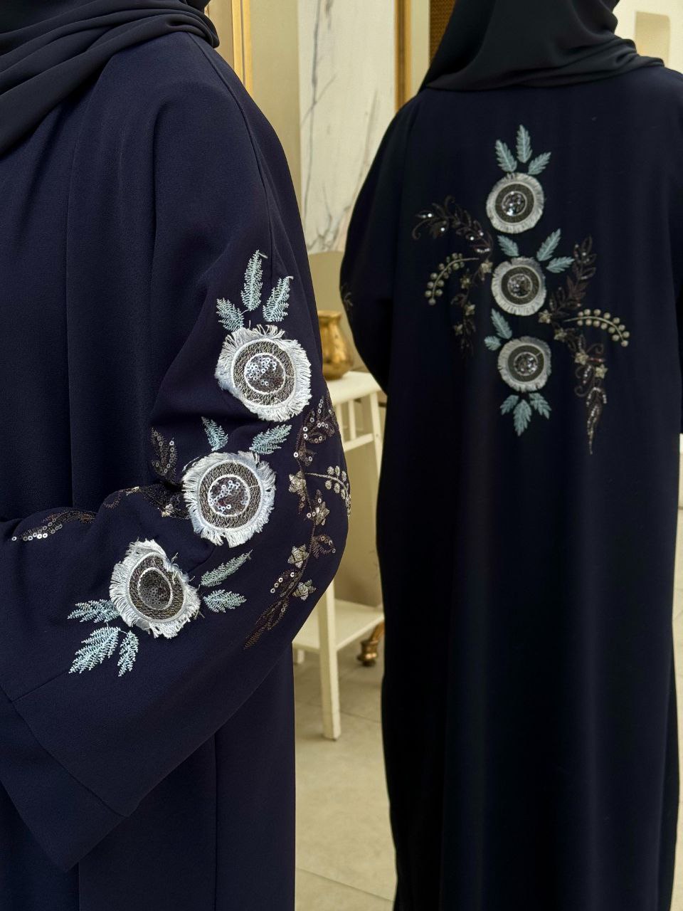 Embroidered Detailed Waist Belted Abaya 7898