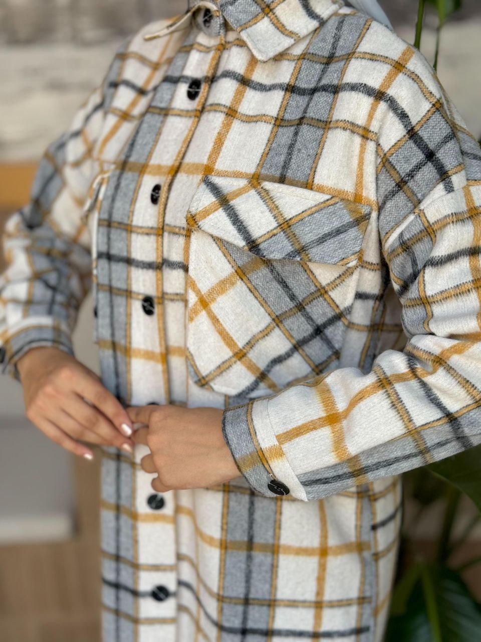 Button Detailed Cashmere Lumberjack Shirt 7620