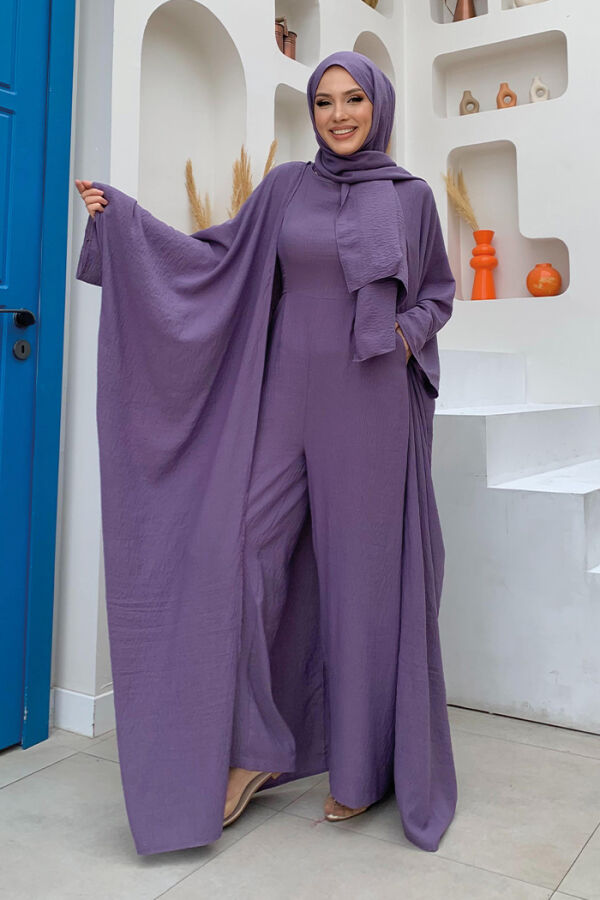 Jumpsuit and Abaya Two Piece Set with Shawl 8519