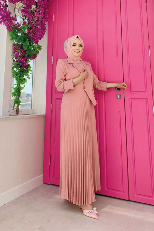 Jacket Look Pleated Skirt Dress 3700