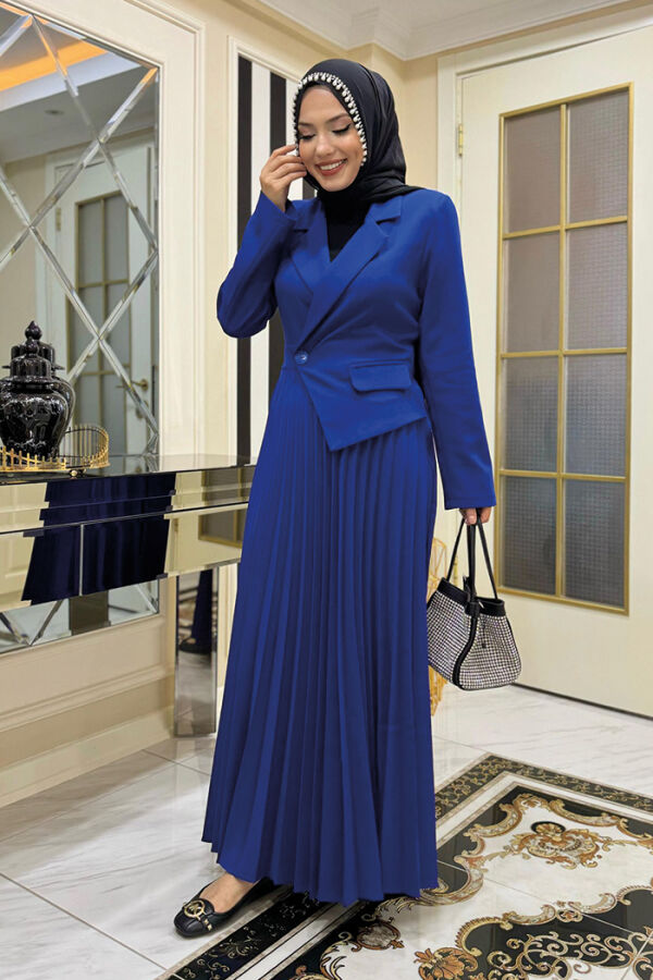 Jacket Look Pleated Skirt Dress 3700