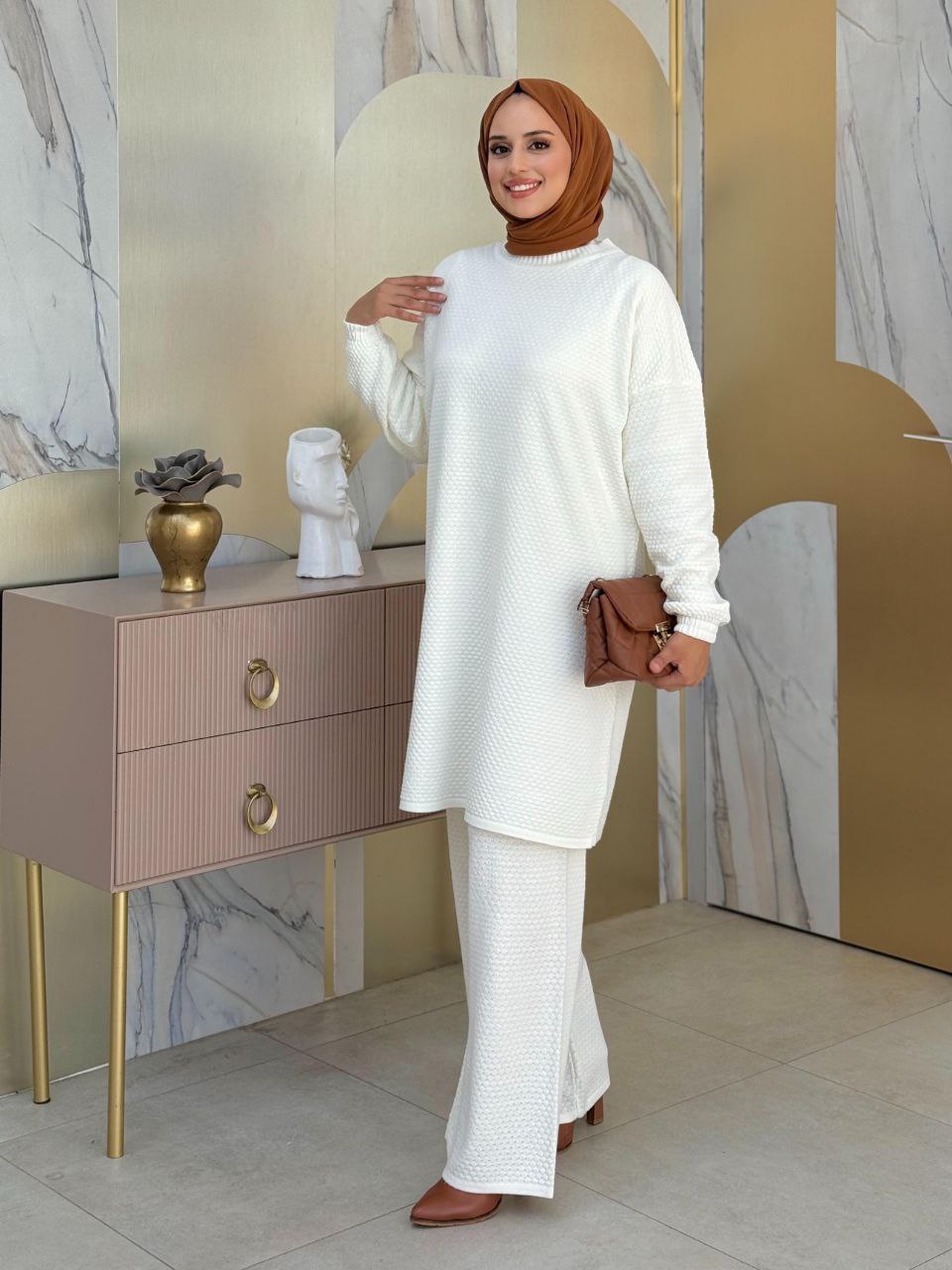 Half Neck Knitted Tunic with Elastic Cuffs 22215