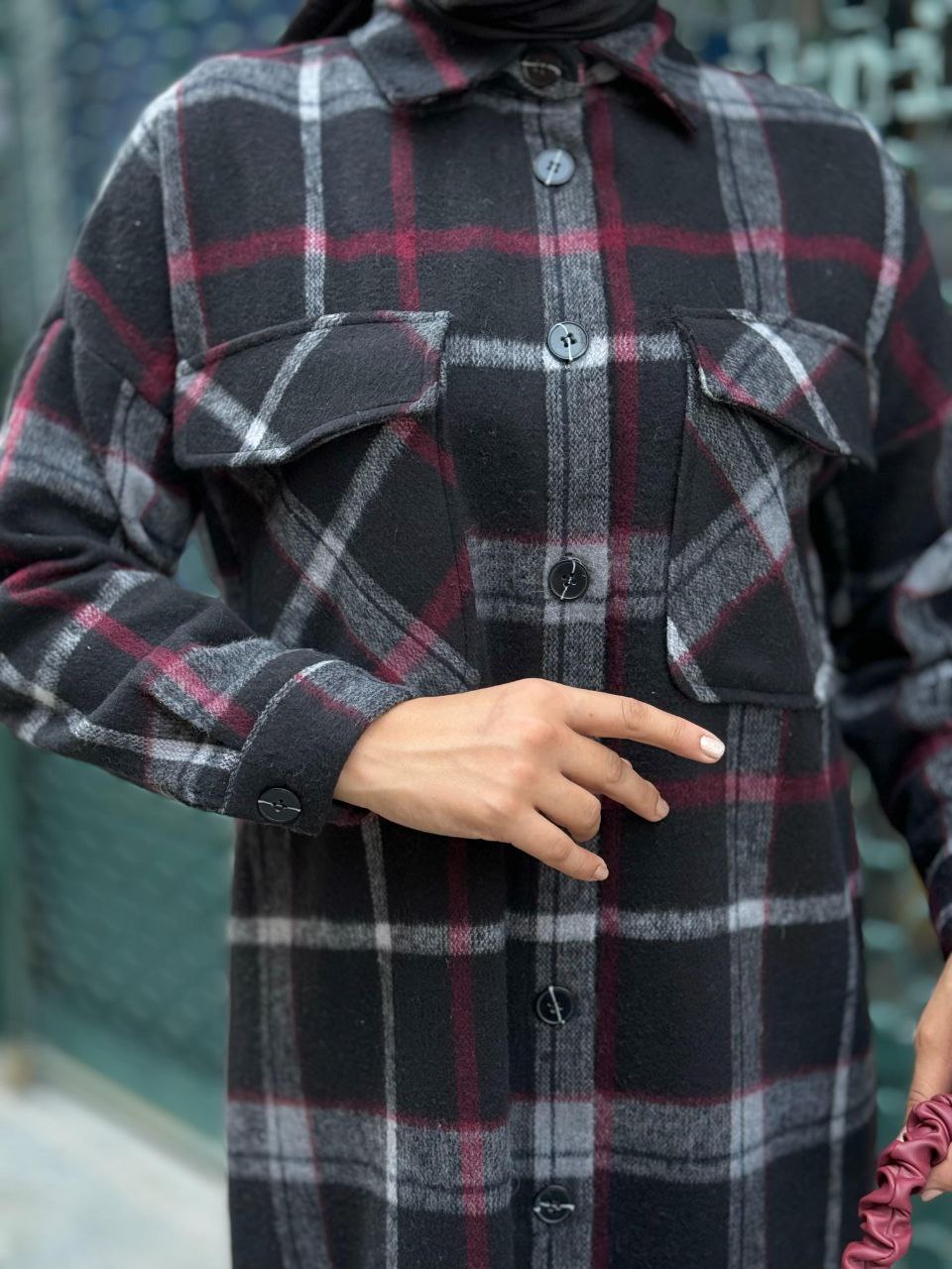 Button Detailed Cashmere Lumberjack Shirt 7620