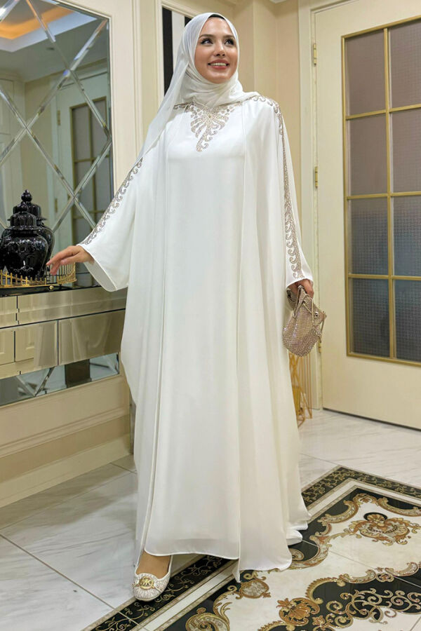 Stone Embroidered Dress Abaya Suit 8499