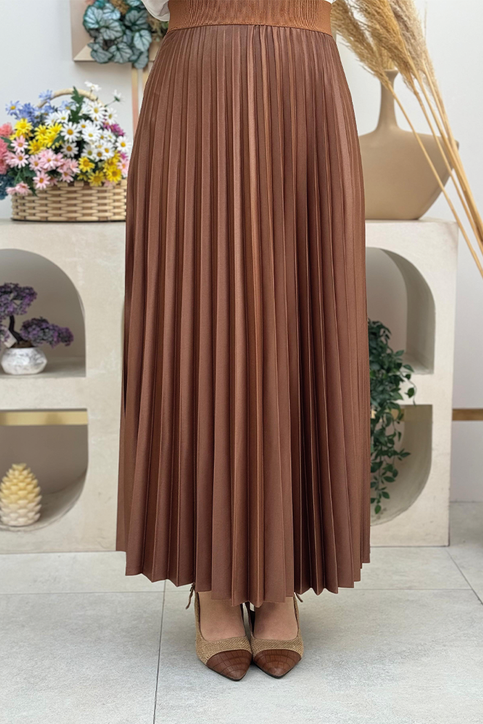 Elastic Waist Pleated Skirt 1193