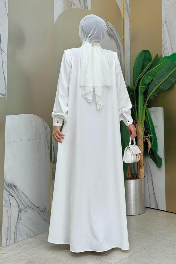 Buttoned Stone Detailed Abaya 7903