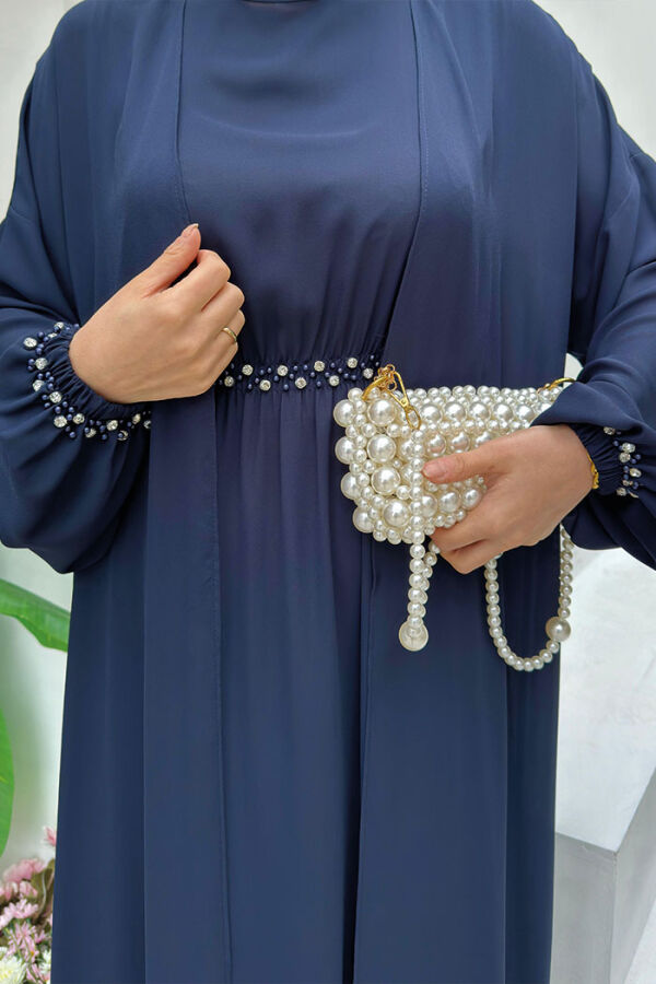 Abaya Suit with Stoned Waist and Ankle Parts 8490