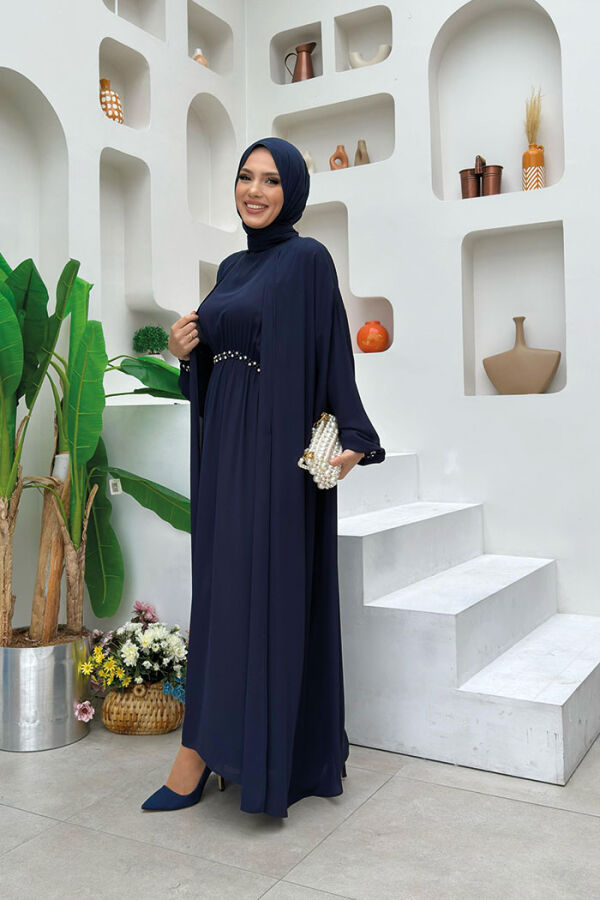 Abaya Suit with Stoned Waist and Ankle Parts 8490