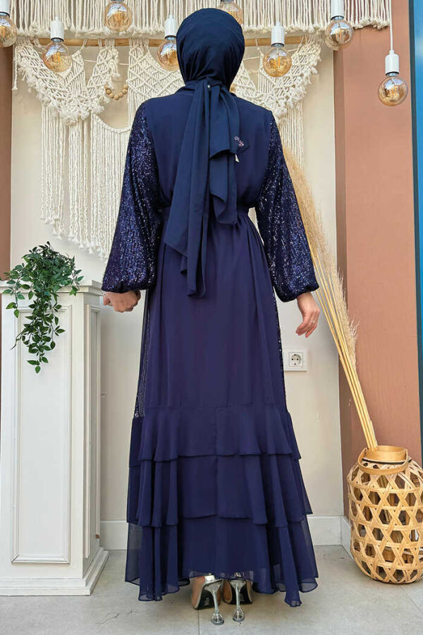 Sequin Embroidered Abaya and Dress Set 8483