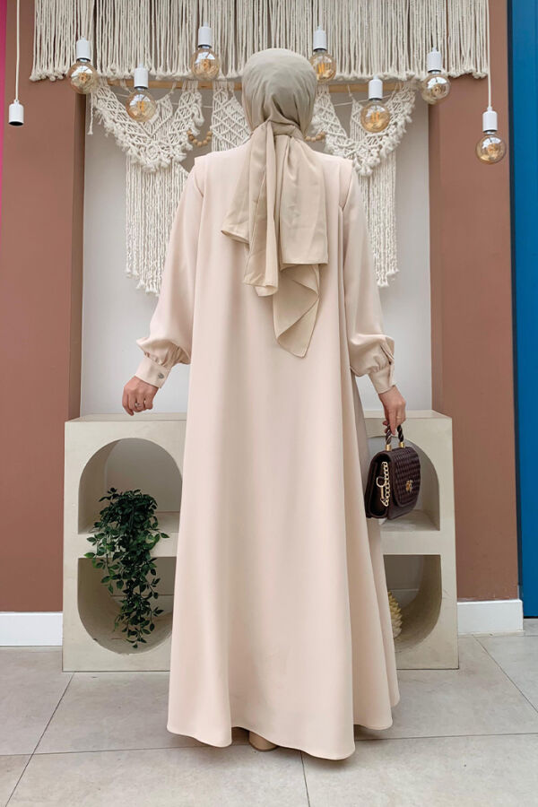 Buttoned Stone Detailed Abaya 7903