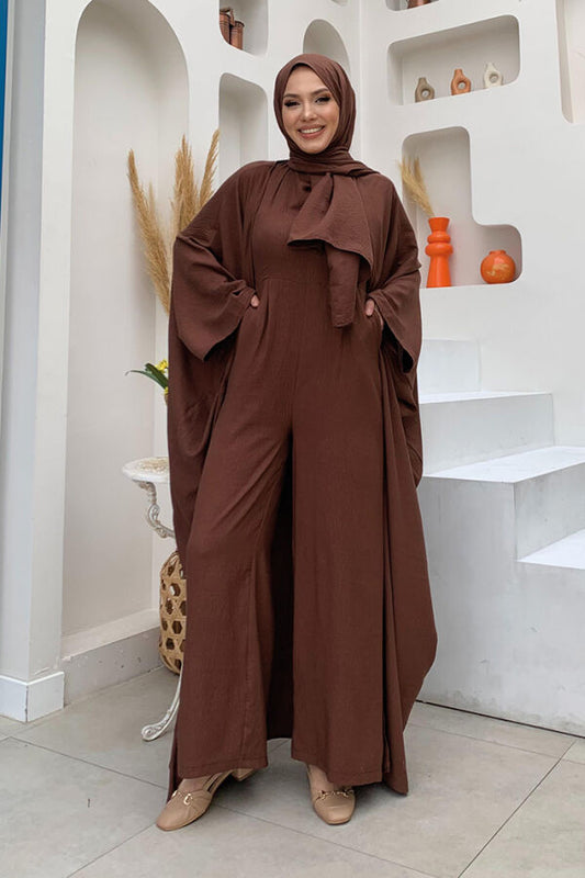 Jumpsuit and Abaya Two Piece Set with Shawl 8519