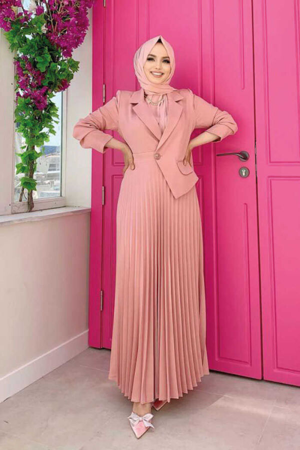 Jacket Look Pleated Skirt Dress 3700