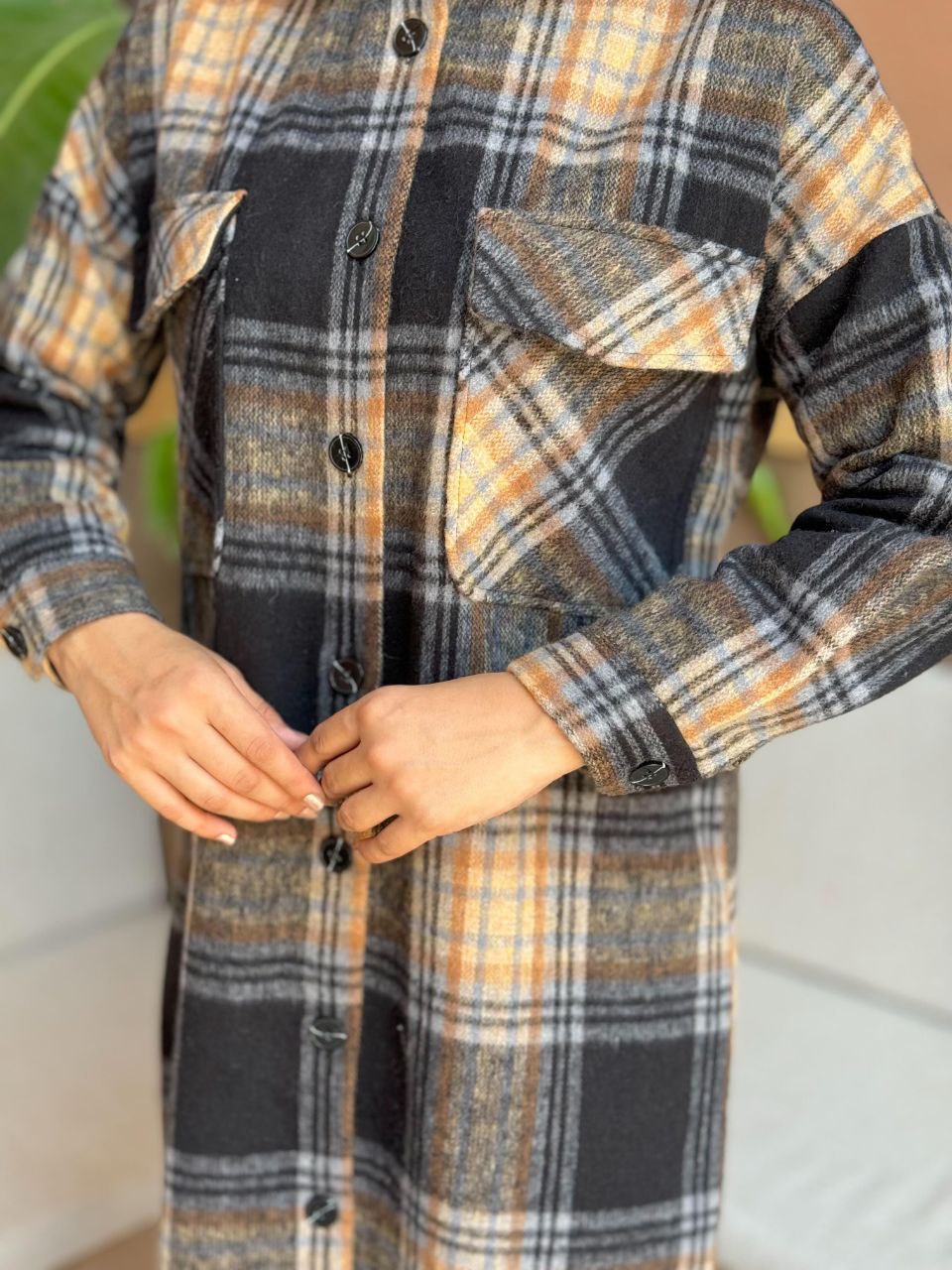 Button Detailed Cashmere Lumberjack Shirt 7620