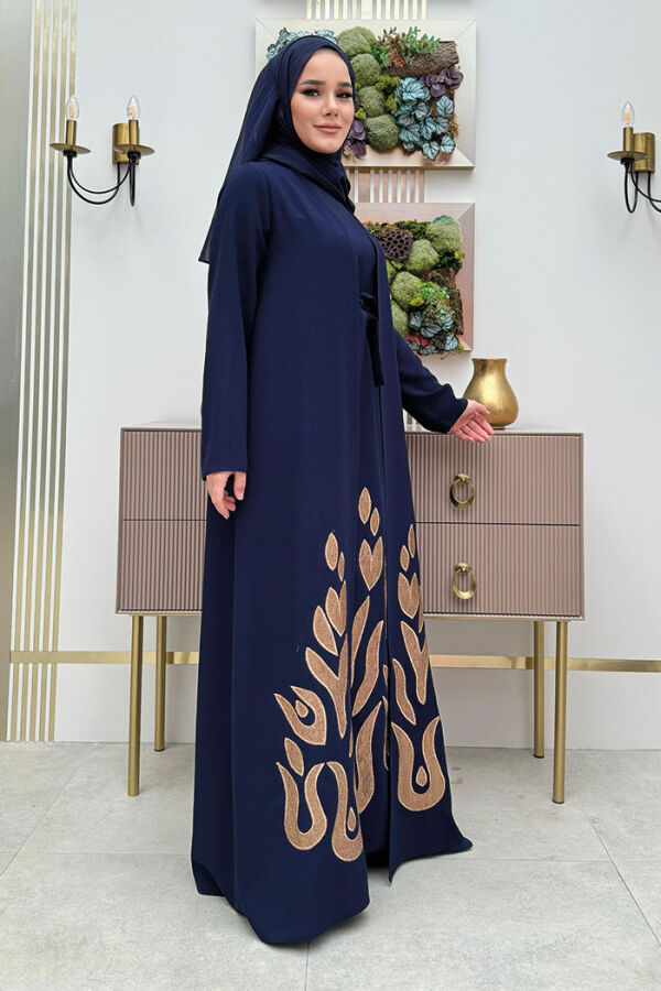 Abaya Suit with Patterned Skirt Part Dress 8495