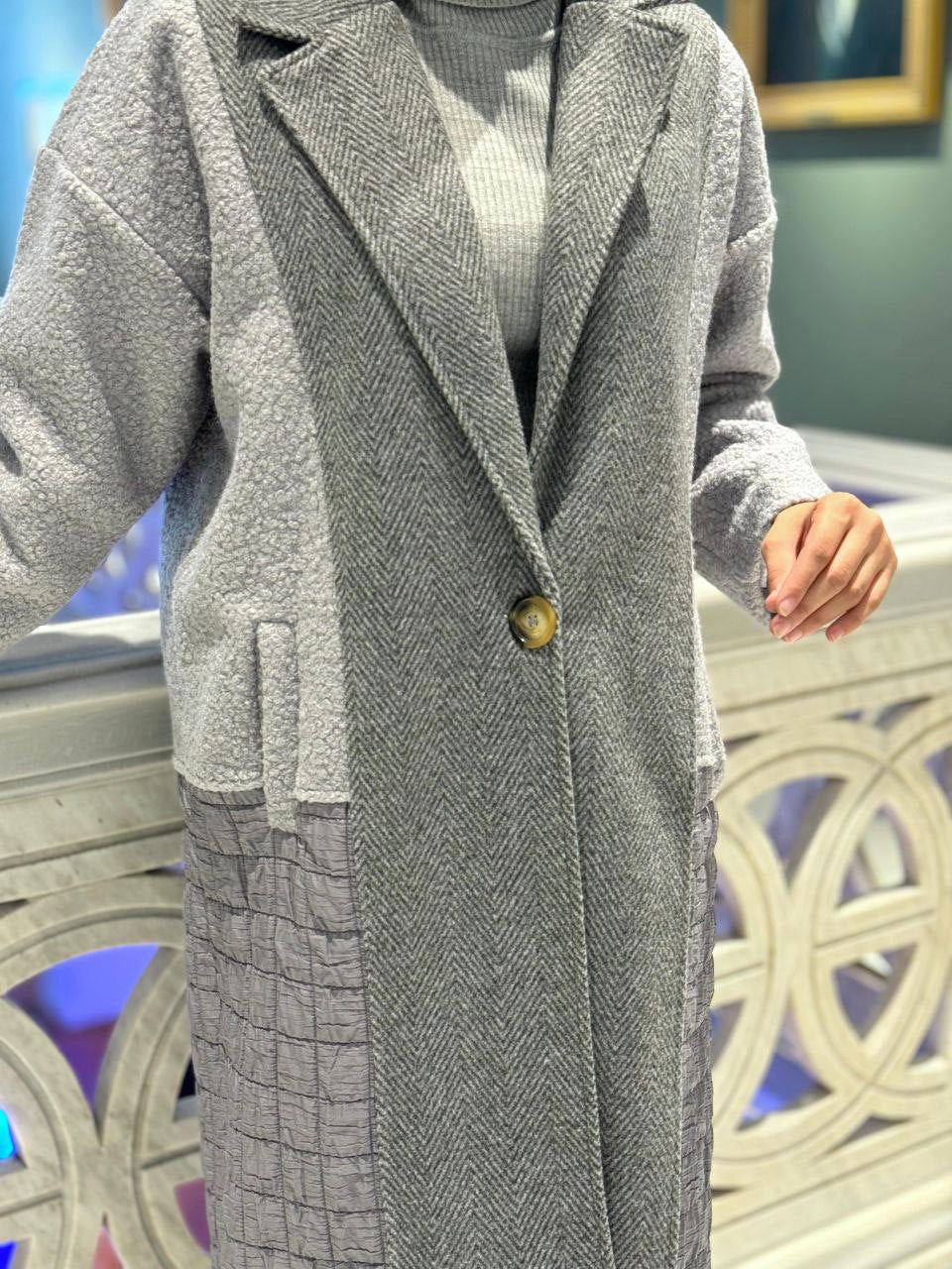 Lined Pocket Quilted Coat 7846