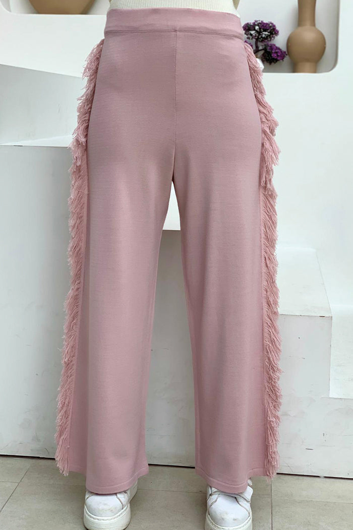 Elastic Waist Side Tassel Detailed Knitted Trousers 22242