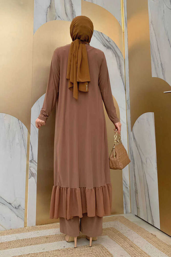 Chiffon Ruffle Look Abaya Trio Set 8411