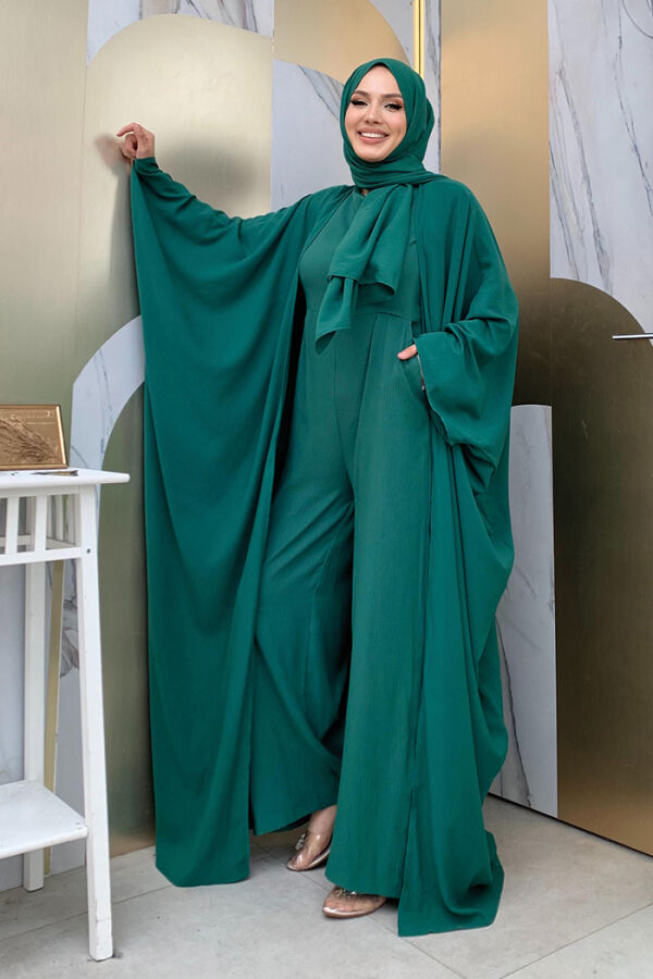 Jumpsuit and Abaya Two Piece Set with Shawl 8519