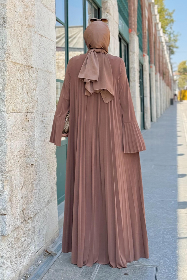 Pleated Detailed Long Tunic and Trousers Double Set 8575