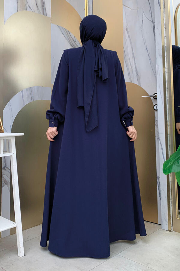 Buttoned Stone Detailed Abaya 7903