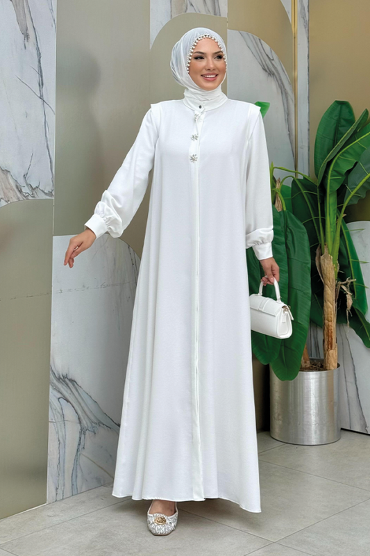 Buttoned Stone Detailed Abaya 7903