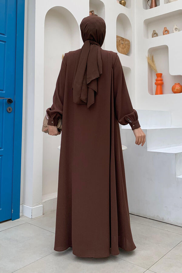 Buttoned Stone Detailed Abaya 7903