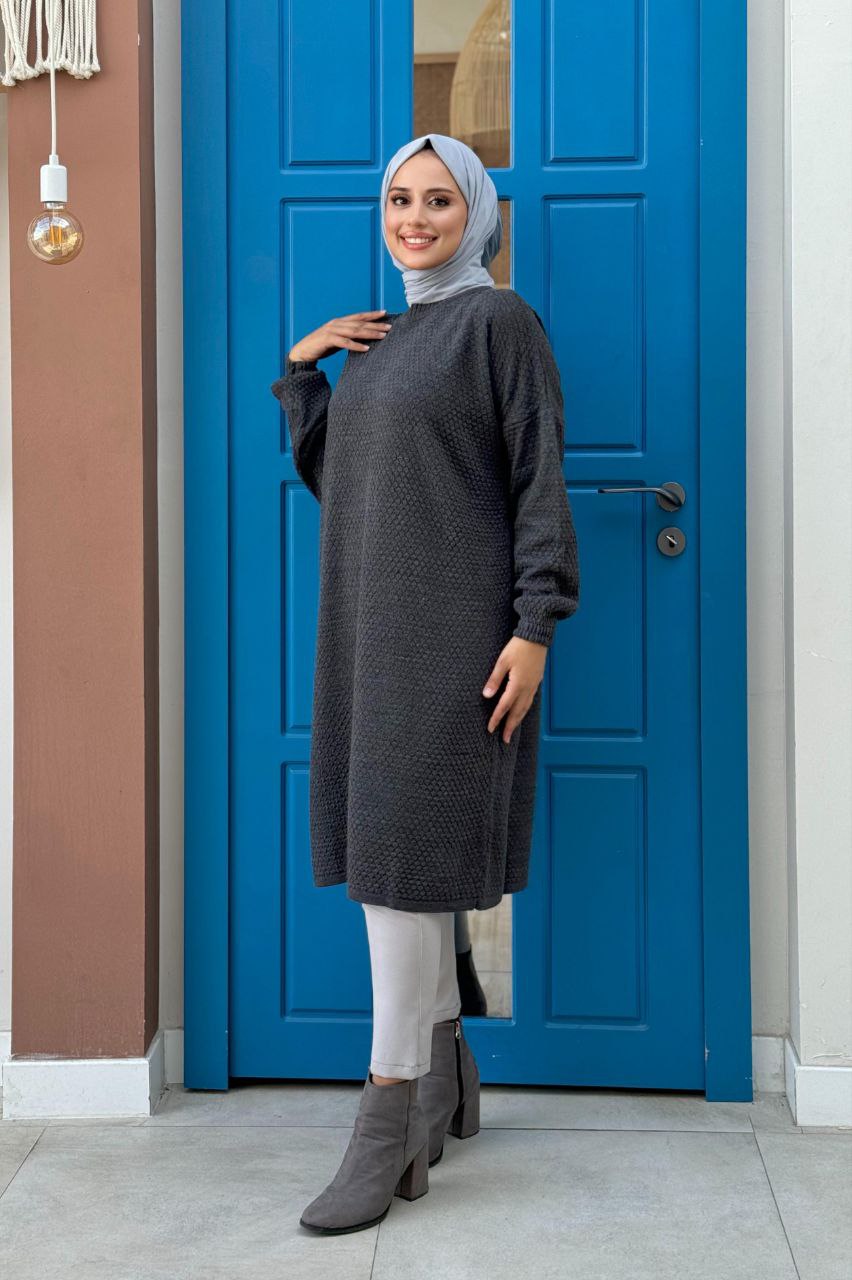 Half Neck Knitted Tunic with Elastic Cuffs 22215